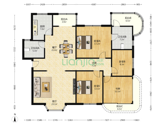 自来水厂宿舍 4室2厅2卫 159平方