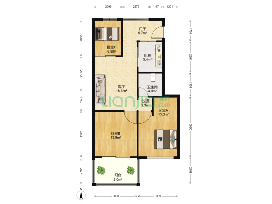 盛世豪庭 3室1厅1卫 88平方