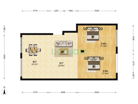 虹港北路 2室2厅0卫 120平方