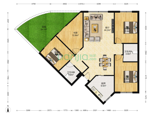 新驿步行街一段25号 4室1厅2卫 138平方