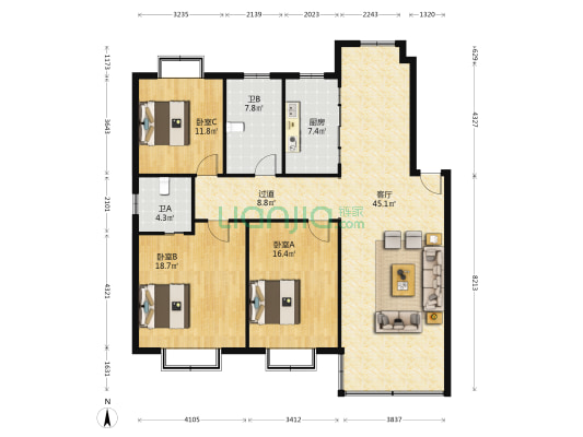 锦程苑 3室1厅2卫 258平方
