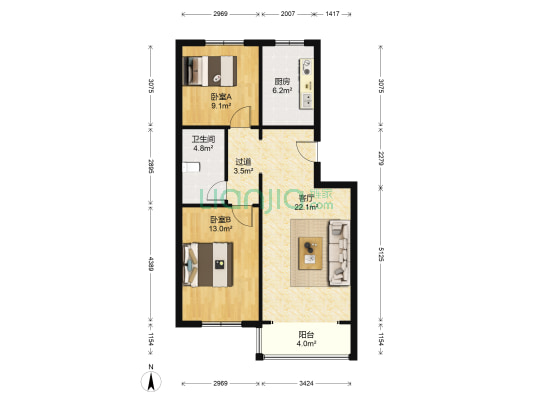 星展花园 2室1厅1卫 79平方