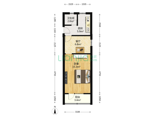 泰山二村 1室1厅1卫 40平方