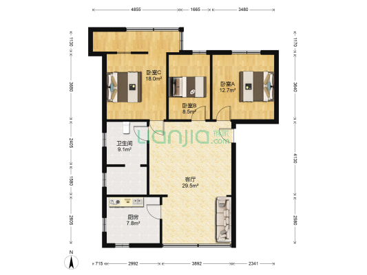 城北工商所宿舍 3室1厅1卫 94平方