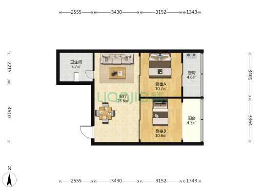 印章厂宿舍 2室1厅1卫 69平方
