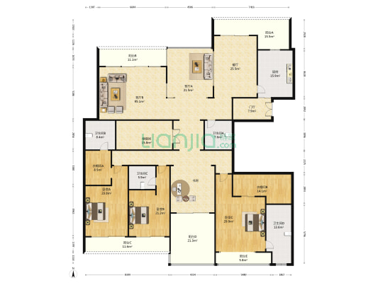 曲江玫瑰园 3室3厅4卫 358平方