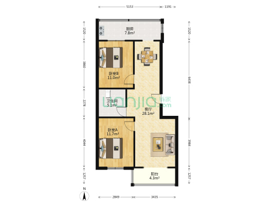 锦绣家园（武清区） 2室1厅1卫 88平方