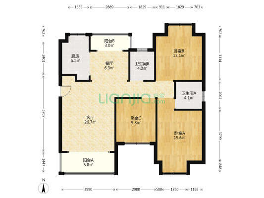 品质小区高楼层视野开阔全款房产权清晰-户型图