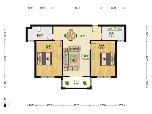 幸福新居北一区 2室1厅1卫 99平方