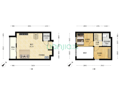 碧桂园莞佳·云麓半山 2室1厅2卫 47平方