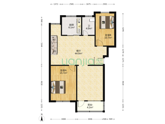 滨江别墅小区 2室1厅1卫 103平方