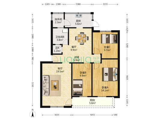 翠香路 3室2厅3卫 97平方