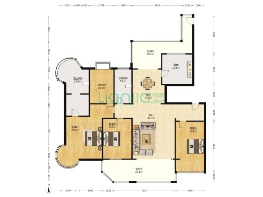 银和怡海山庄 3室2厅2卫 233平方