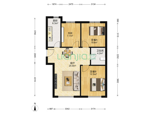 滨愉花园（远洋城6期） 3室1厅1卫 99平方