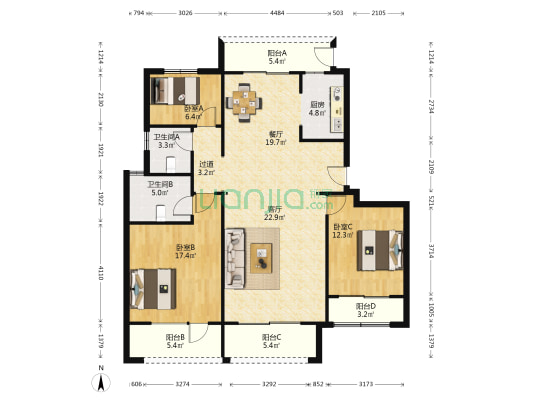国悦府二期 3室2厅2卫 131平方