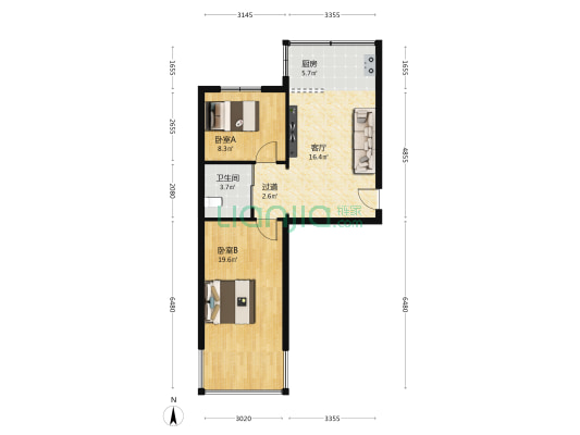 久盛家园 2室1厅1卫 73平方