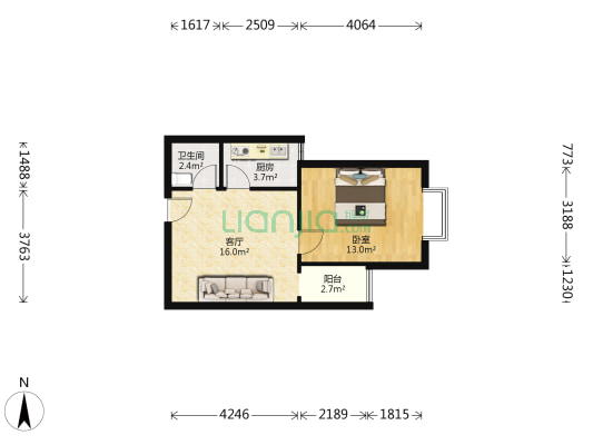 华阳路双塔小户型总价低房本在手随时过户-户型图