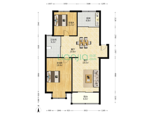 金磨综合市场住宅区 2室2厅1卫 110平方