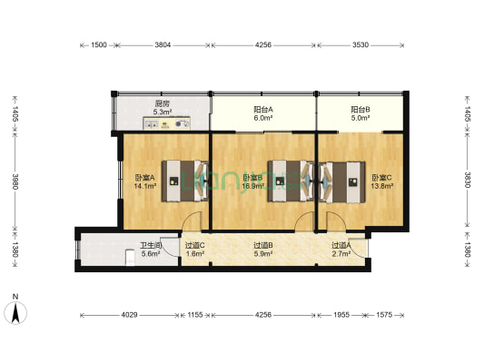 振兴路66号 3室0厅1卫 93平方