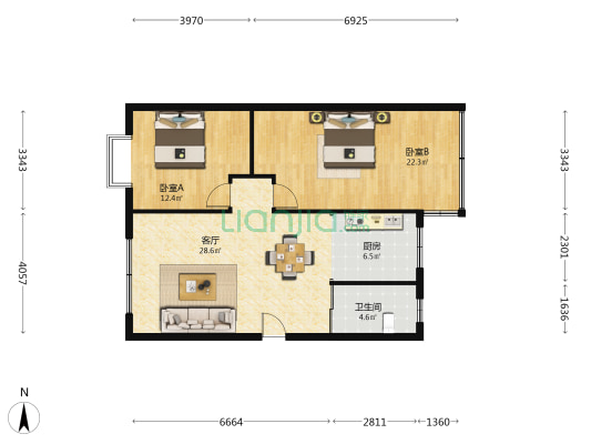 学习巷5号 2室1厅1卫 92平方