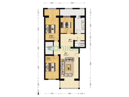 新南路 3室2厅2卫 131平方