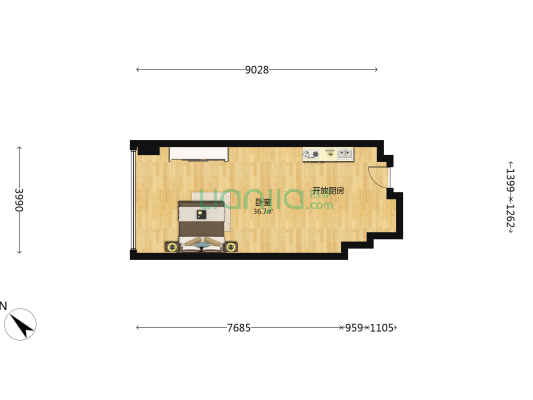 万科云 1室0厅0卫 58平方