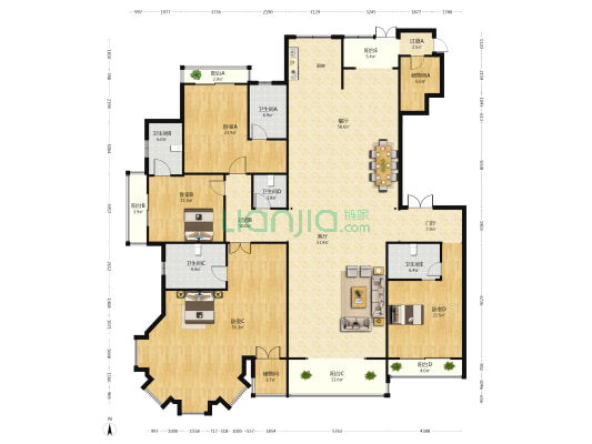 锦河湾 4室2厅5卫 401平方