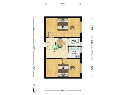 市府社区165和谐大院 2室1厅1卫 66平方