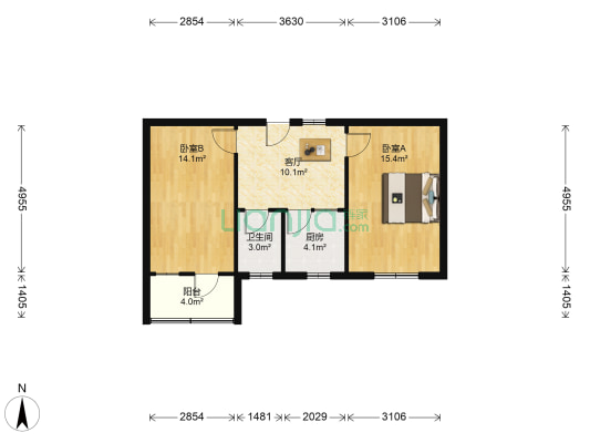 宜光西路北一巷4号 2室1厅1卫 63平方