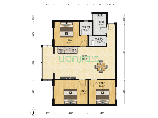 李家沱正街 3室1厅2卫 103平方