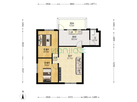 富泽楼 2室1厅1卫 76平方