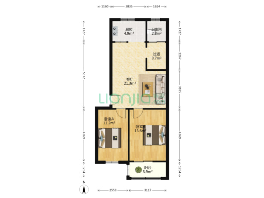 许继家属院 2室1厅1卫 53平方