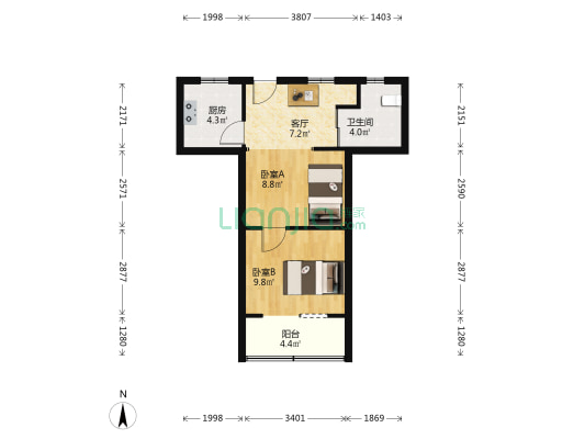 淞滨路803弄 2室1厅1卫 49平方