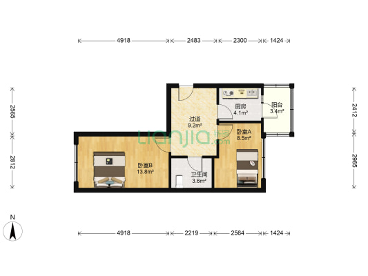 二蔬菜家属楼 2室0厅1卫 57平方