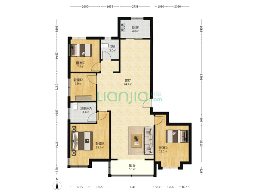 三盛璞悦湾 4室1厅2卫 141平方