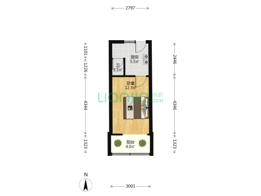 宿州路311号 1室0厅1卫 26平方