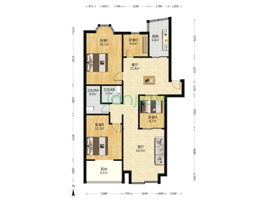 三八路94弄 4室2厅2卫 116平方