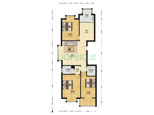 亲贤一品小区 3室2厅2卫 126平方