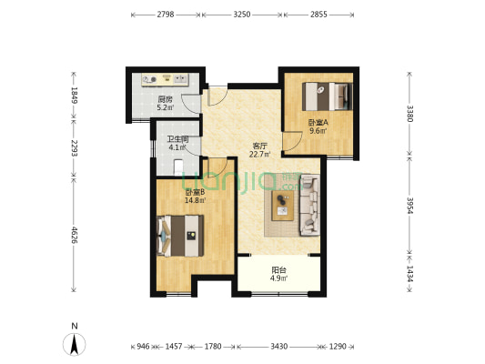 康乐小区(丰县) 2室1厅1卫 88平方