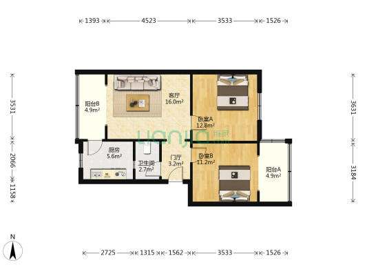 西苑(成华) 2室1厅1卫 67平方