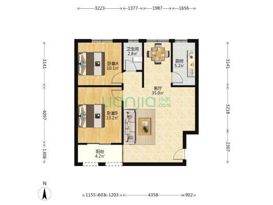 泰福新寓C区 2室1厅1卫 91平方