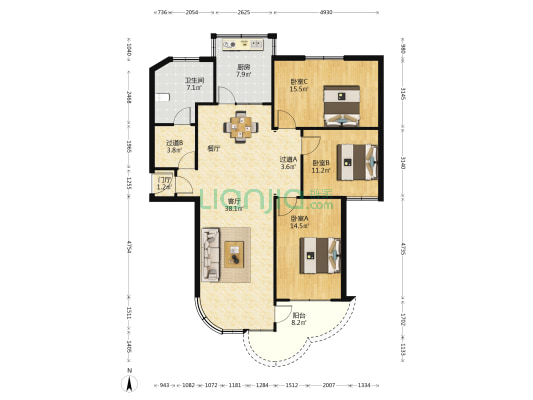 大象出版社家属院 3室1厅1卫 120平方