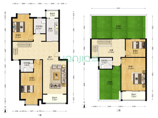 华都星公馆一期 4室1厅3卫 175平方