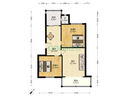 宝山南路244号 2室2厅1卫 61平方