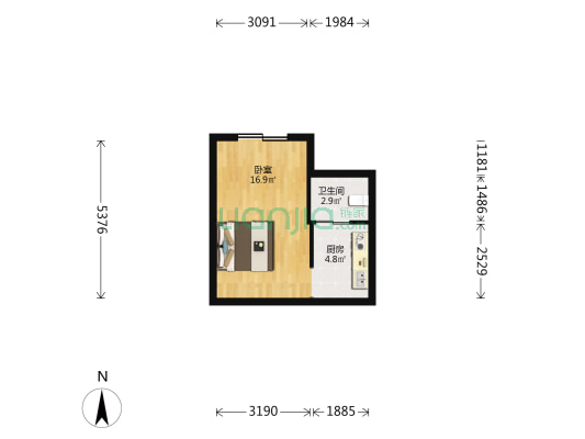 员村四横路5号大院 1室0厅1卫 31平方