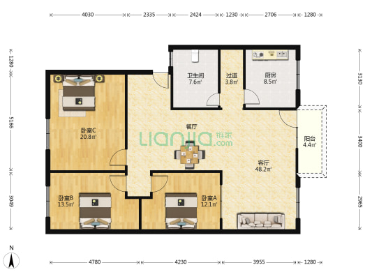 建设路29号 3室1厅1卫 141平方