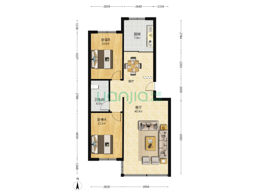 城子村 2室1厅1卫 95平方