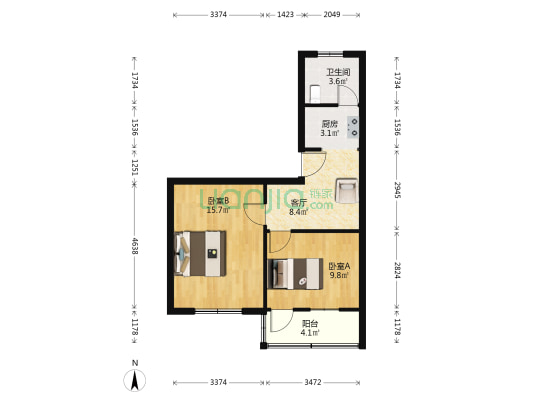 北园路散盘 2室1厅1卫 54平方