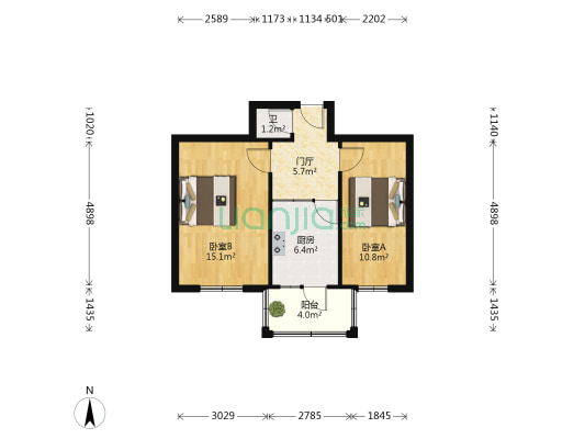 中铁十三局 2室0厅1卫 60平方
