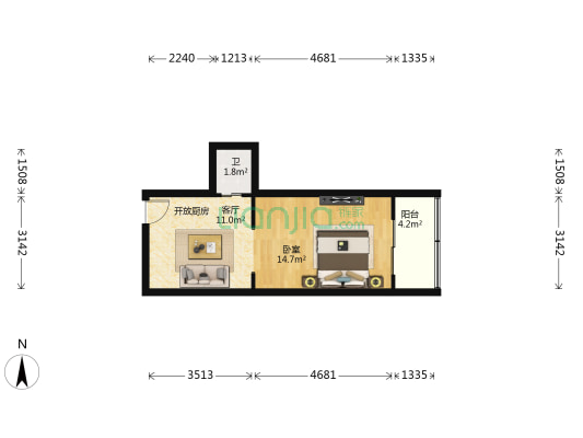 连心里 1室1厅1卫 39平方